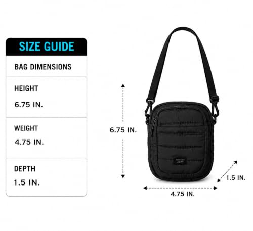 Image of Reebok Womens Crossbody Bags - Lightweight Sling Cell Phone Purse, Quilted Small Crossbody Bags Women