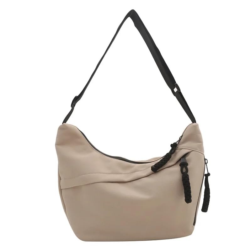 Fashionable Nylon Crossbody Bag Sling Crescent Bag with Adjustable Strap Nylon Hobo Shoulder Bag For Men And Women (beige)
