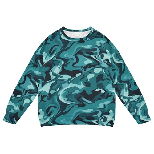 JUNZAN Camouflage Turquoise Marble Little Boys Hooded Sweatshirt Long Sleeve Sweatshirt With Hoodie Athletic 4T