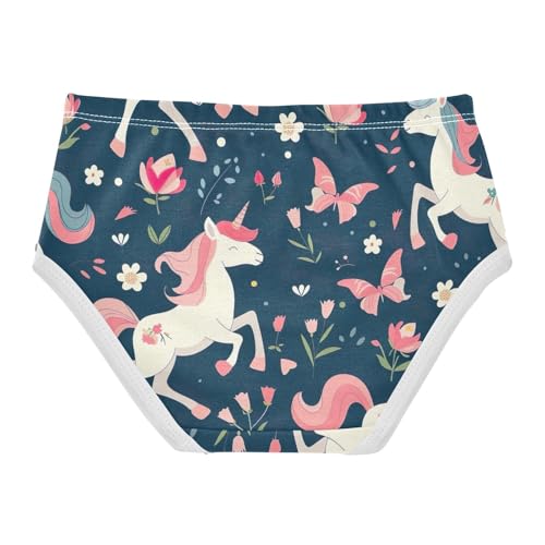 Toddler Panties, Unicorns Flowers Cotton Underwear Girls, 2T–8 Years2