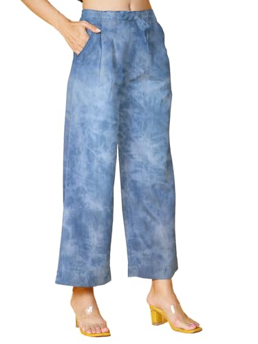 Image of NOVIO Cotton Blend Women Mid Rise Fashion Palazzo for Women