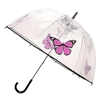 Thingimijigs Ladies Transparent Dome Umbrella - Black Butterfly Design
