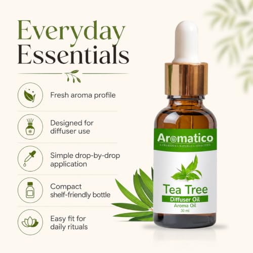 Image of AROMATICO Tea Tree Diffuser Oil for Long-Lasting, Aromatherapy, Meditation & Concentration | Versatile Use in Diffusers, Air Fresheners 30ml