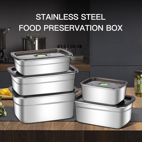 Image of GIUOIDUO 10-Piece Stainless Steel Food Storage Container Set with Airtight Lids - Durable, Eco-Friendly Kitchen Organizers for Freshness & Convenience,Pantry, Dishwasher Safe (Various Sizes)