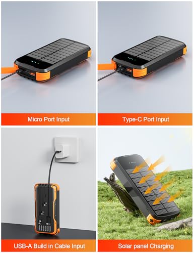 MINRISE Solar Power Bank 40000mAh, Cargador Portátil PD 20W miniatura 3