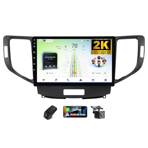 Radio coche Android 14 2K HD QLED para Honda Accord 8 con CarPlay inalámbrico y potente DSP