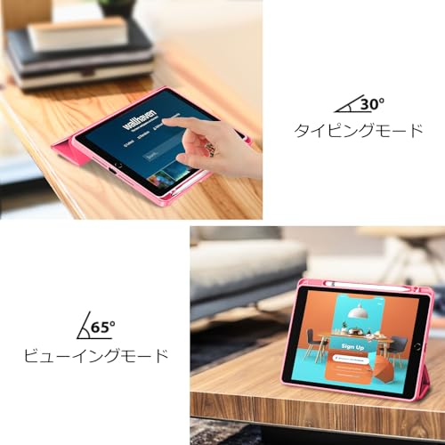undefined ProCase iPad 9世代 ケース 8世代/7世代通用(2021 2020 2019) iPad 10.2" 対応 ペン収納 耐衝撃 三つ折り スタンド スマートカバー(メロンピンク) の商品画像 5