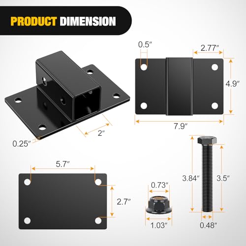 Image of Nilight Bolt on Tractor Bucket 2 inch Towing Receiver 5 /8 inchPin Hole Class 3 Trailer Hitch 25573LBS Work Well for Tractor Bucket RV UTV Truck