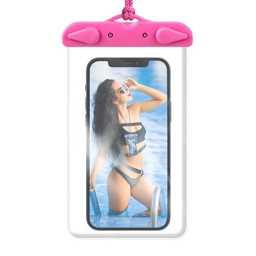 Waterproof Phone Pouch, Waterproof Phone Case for iPhone 16 15 14 13 12 11 Pro Max Plus, IPX8 Cellphone Dry Bag Beach Cruise Ship Essentials, Pink