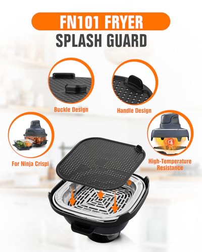 Image of 2 PCS Silicone Trivet & Splatter Shield for Ninja Crispi (Green&Black) | Heat Resistant & Non-Slip Silicone,Blocks Oil Splashes,Guards Countertops,Reusable,Easy To Clean,Dishwasher Safe
