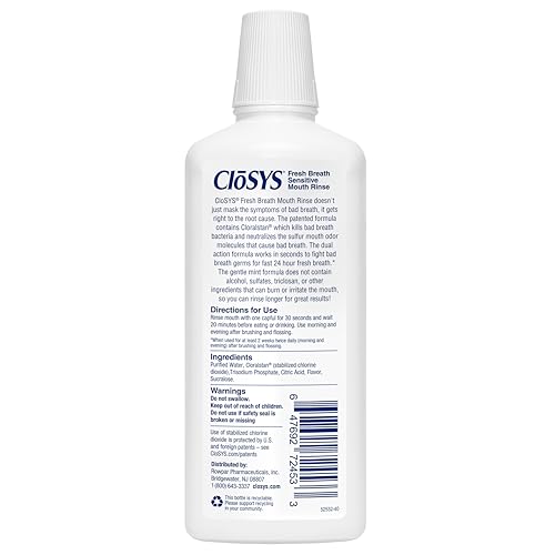 Image of CloSYS Mouthwash, 32 Ounce, Fresh Breath Mouthwash, 3 Pack, Gentle Mint | Alcohol Free, Dye Free, pH Balanced Mouth Wash, Helps Soothe Entire Mouth, Fights Bad Breath