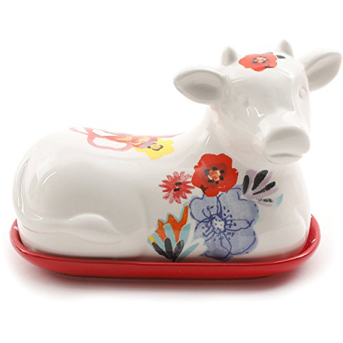 The Pioneer Woman Flea Market Decorated 6.5" Cow Butter Dish BrickSeek