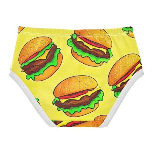 Girls Underwear Toddler 2t Cotton Panties for Girl Bright Kids Undies Briefs Cute Cartoon Hamburgers Yellow2