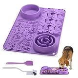 Silicone Lick Mat for Dogs & Cats – Slow Feeder Dog Bowl, Non-Slip Licking Mat for Large & Small Breeds, Puzzle Feeder & Snuffle Mat for Fast Eaters, Interactive Pet Food Mat