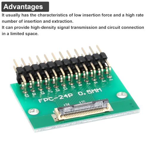 MECCANIXITY 2pcs FFC FPC Connector Board 24 Pin 0.5mm Socket to 2.54mm Double Row Right Angle Pin Header Strip Adapter, PCB Converter Board for DVD TV/Digital Cameras/Laptops