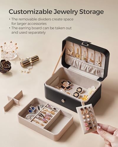 Image of SONGMICS Travel Jewelry Organizer, 2-Layer Portable Jewelry Box Case