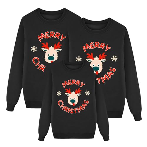 Pull Noel - Sudadera de Navidad para niño, suéter de Navidad, familia, Navidad, sudadera polar para mujer, cuello redondo, Navidad, conjunto de ropa navideña, familia, jersey de Navidad, mujer, A02