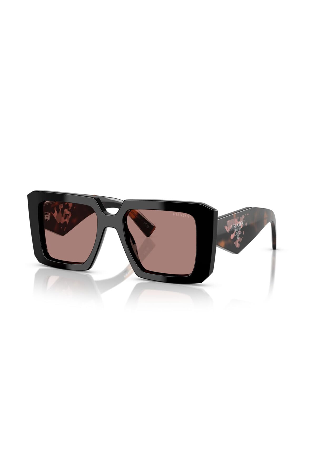 Prada Womens Designer Square RX Sunglasses with Light Brown Lenses