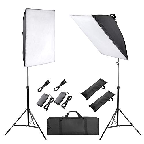 AW 2 Pack Photography 19.5x13.75 inch Softbox Lighting Kit 45W 126 LED Light Head Dimmable 2700K & 5500K for Indoor/Outdoor Photo Video Studio Shooting
