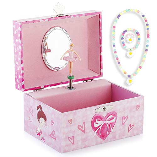 Kids Musical Jewelry Box for Girls and Jewelry Set with Pretty Girl Theme - Beautiful Dream Tune Pink