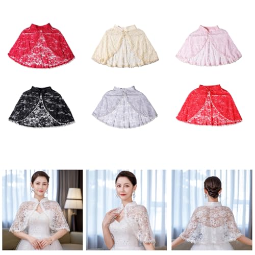 Elegant Lace Shawl for Wedding Dress Vintage Cloak for Cheongsam Spring Tassels Shoulder Wrap for Formal Party4