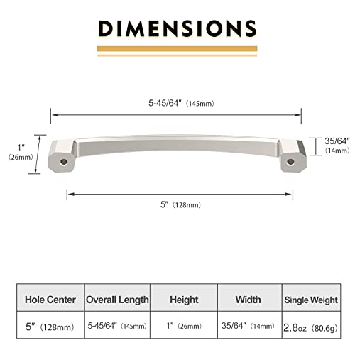 Image of 10 Pack 5 Inch Brushed Satin Nickel Cabinet Pulls Kitchen Cabinet Handles Kitchen Handles for Cabinets Cupboard Handles Satin Nickel Drawer Pulls Cabinet Hardware