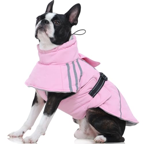 FUAMEY Dog Cold Weather Coats,Dog Winter Jackets for Large Dogs Warm Dogs Coat with Reflective Strips Waterproof Pet Snowsuit Thick Paded Pets Vest fo