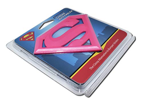 Image of Elektroplate Officially Licensed DC Comics Supergirl Hot Pink All Metal Emblem for Cars, Trucks, and All Auto | Universal Fit at 4.2 inch x 3.0 inch | Weatherproof