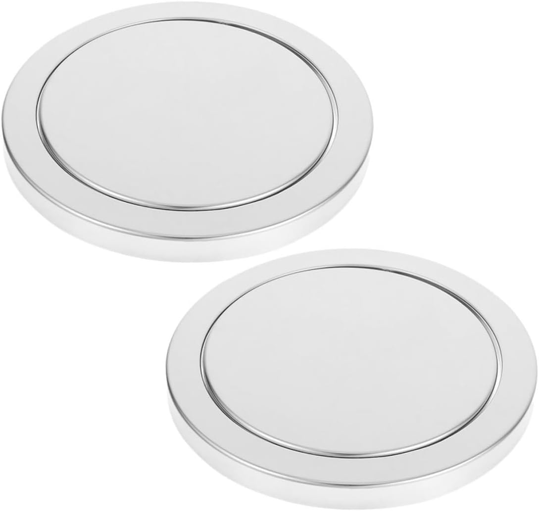 Toyvian 2pcs Stainless Steel Flush Trash Can Lid with Swing Flap, Recessed Countertop Trash Bin Cover for 21.5-24cm Opening, Replacement Waste Lid for Kitchen, Bathroom, and Home Use