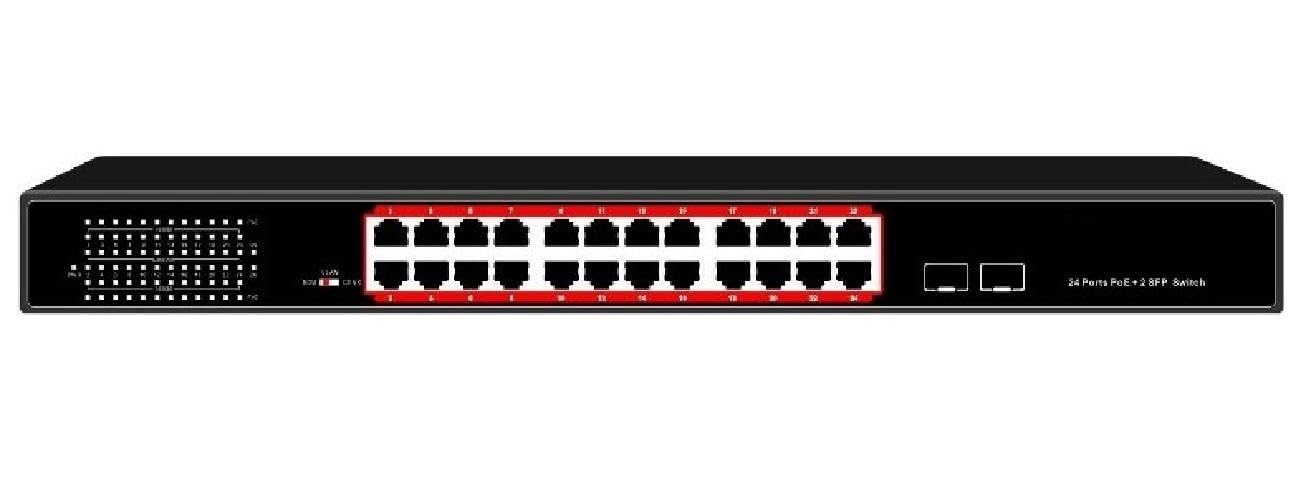 LINK Switch 24 puertos GIGABIT Poe 400 W con 2 puertos SFP (LKSPOE242)