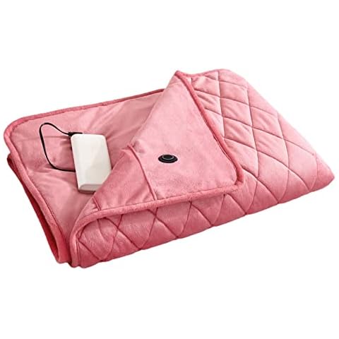 MISNODE Heated Blanket Electric Throw, 55x40 Soft Fleece Electric Blanket, 3 Heat Settings Flannel Blanket, Auto Shut Off, Pink (Excluding Power Bank) Cover