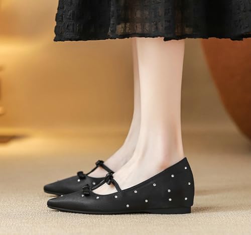 Women's Closed Pointed Toe Mary Jane Shoes Ballet Flats with Ankle Strap Stylish Classic Dress Shoes for Casual Office3