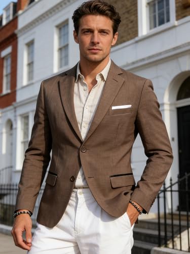 Image of Barry.Wang Mens Casual Blazer Suit Jacket Two Buttons Sport Coat Lightweight Homecoming Business Daily Wedding Dress