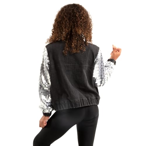 Alexandra Collection Youth Full Zip Denim and Sequin Jacket - Black4
