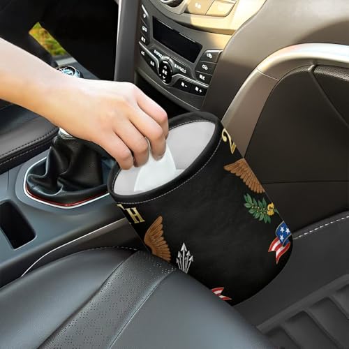Image of 250TH of America Flag Eagle Car Rubbish Bag Can Reusable Hanging Auto Garbage Organization Can Bin with Adjustable Strap for Camping