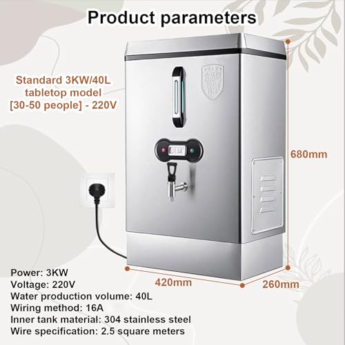 Boiler na wodę, natychmiastowy dozownik ciepłej wody 40 l z kranem, automatyczne napełnianie, zestaw do parzenia kawy i herbaty, urna cateringowa ze stali nierdzewnej do domu, kawiarni, biura