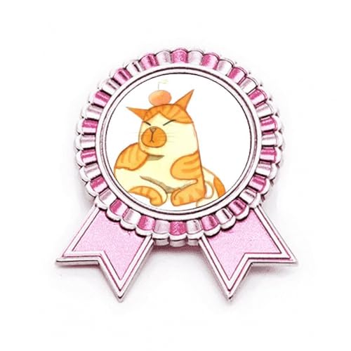 Broche chat orange aquarelle Rose M métal Miaoji bijou sac vêtement