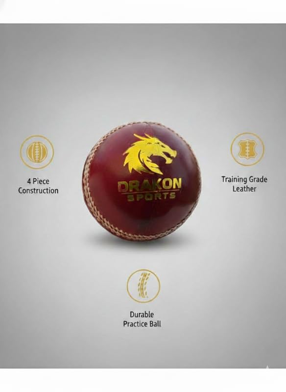 Image of Durable Leather Cricket Balls | Practice Match Use, Swing & Seam Optimized Red Ball - Pack of 6