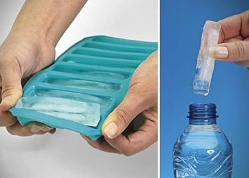 Image of Clazkit Silicone Ice Cube Tray Mould for Water Bottle Flexible Silicone Rectangular Shape Ice Cube 10 Grids Cavity Mold Freezer Cocktail Whiskey Coffee Fruit Juice for Water Bottle Tray (1 pc)