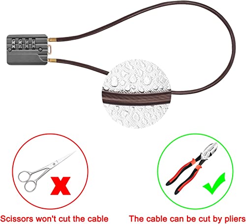 SISAV 4 Digit Cable Combination Locks 20 inches(50cm) Bold Cable for School Gym Locker,Helmet,Filing Cabinets,Toolbox,Luggage Suitcase,knapsack,Cable 5mm Diameter,Silver - Image 4
