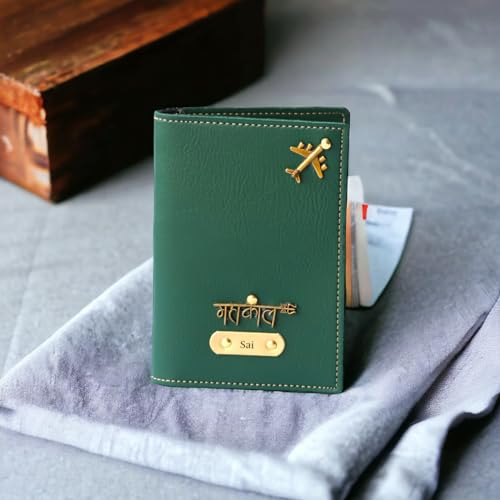 Image of Leather Passport Cover Holder for Men & Women Personalised Name & Charm, Passport Cover, Full Size, Gifts for Men & Women (Premium Passport Cover)