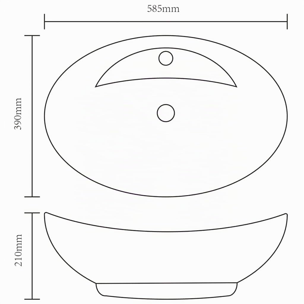 vidaXL Lavabo con Troppo Pieno Lavandino Lavabo da Posare Montare Bagno Interno Bagno Bagno Bagno Cabina WC Casa 58,5x39x21 cm Ceramica