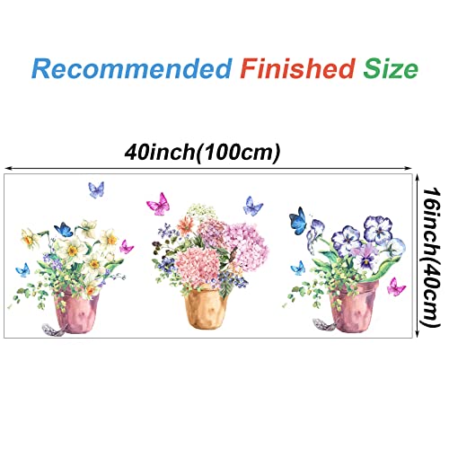 Maydahui Colorful Butterflies Flower Pots Wall Decals,(40In W X 16In H) Watercolor Floral Bonsai Wall Stickers,Peel And Stick Removable Garden Flower Wall Stickers,Diy Plants Art Decor Murals For Kitchen Living Room Girls Kids Bedroom Porch Background #TOP6