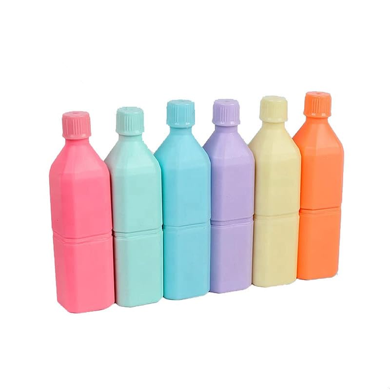 Image of YBN Quirky Bottle Shape Highlighters | Set Of 6 | Chisel Tip Fine Grip Marker Pen | Ideal Gifts For Stationery Hoarders & Kids | Party Return Gifts For Girls. (Multicolor)