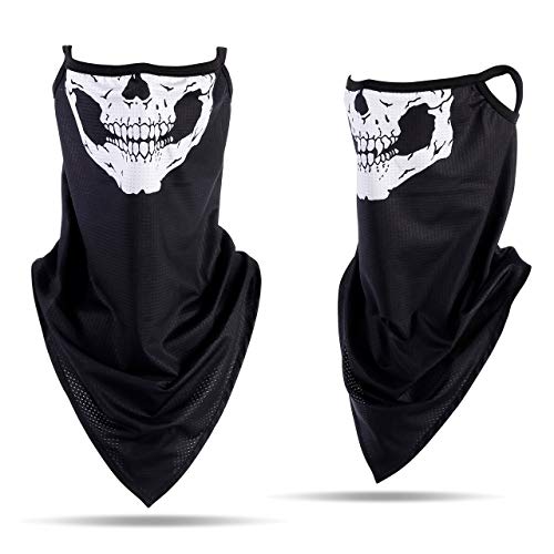Faletony Foulard Moto Tour de Cou Écharpe Cache-Cou Bandana Crâne de Mort Homme Multifonction pour Sport Cyclisme Vélo Ski Randonnée Pêche (Blanc tête de Mort) Cover