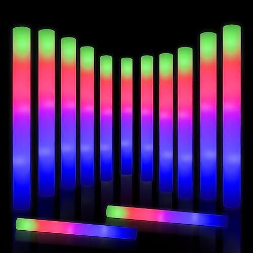 AUOHTOWRT 100+2pcs Giant Glow Foam Sticks,PCS Foam Glow Sticks for Wedding,Light up Batons,3 Multi-modes Color Flashing Wand for Party Supplies Kids Party,Birthday,Weddings,Gifts for Kids โ image 1