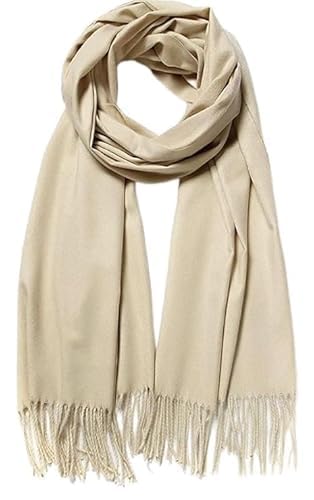 JAGMOOLYA PRODUCTS Plain Solid Fashionable Woolen Winter Wear Thin Scarf/Stole/Shawl With Fringe's For Girls & Womens (Beige)-picture-44
