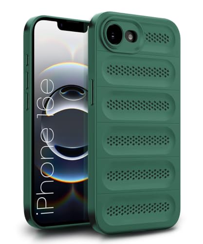 Image of WOW IMAGINE Ultimate Silicone Back Cover Case for iPhone 16e | iPhone 17e | Heat Dissipation Thin Soft TPU | 360 Camera Protection | Breathable Cooling Holes - Forest Green