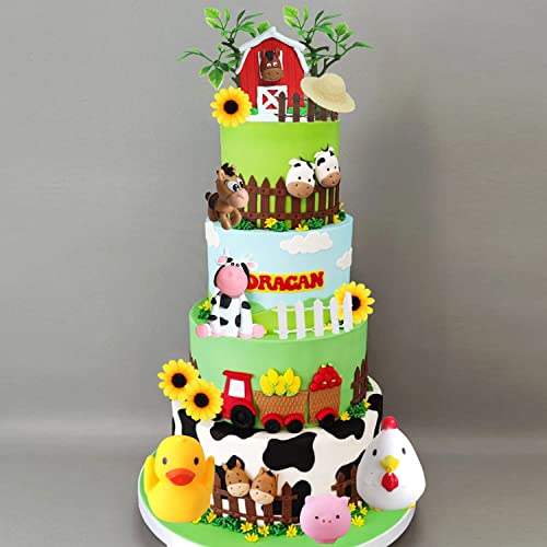 35 Pcs Farm Animal Cake Topper With Cow Duck Chicken Horse Cake Decorations For Farm Animal Themed Birthday Baby Shower Party #TOP5