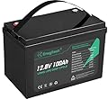 12V 100Ah LiFePO4 Lithium Battery, Up to 15000 Deep Cycles, Low-temp Protection, Ideal for RV, Marine, Trolling Motor, Solar/Wind, Off-Grid and more (12.8V 100Ah)